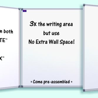 Folding whiteboard with 2 double sided wings