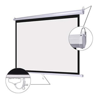 Pull down projection screen hook mounting and easy pull down cord
