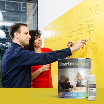 Smarter Surfaces clear whiteboard paint used in office