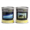 Tins of both part A and part B of smart projector paint contrast