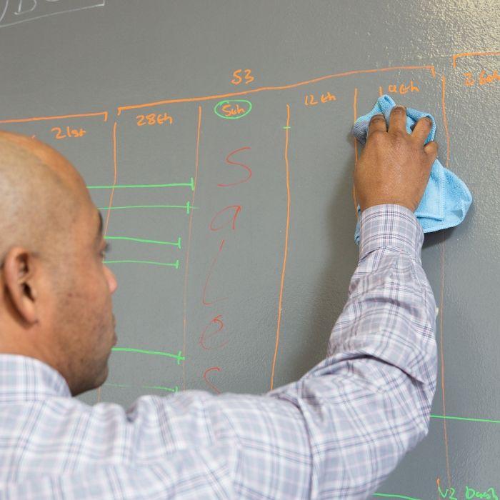 Buy dry erase paint to create writable walls