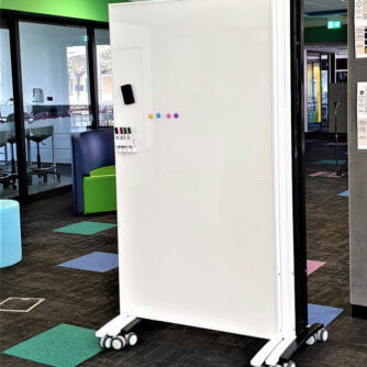 Mobile whiteboard room divider for classrooms and offices