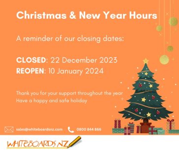 WwhiteboardsNZ christmas 2023 closing times