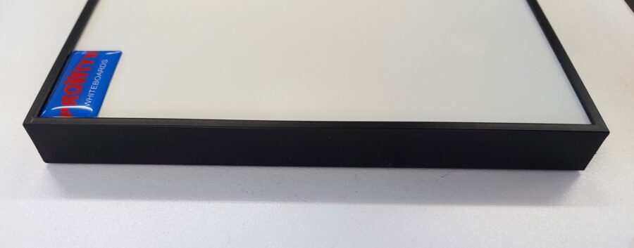 Edge3 whiteboard close-up showing frame and finish